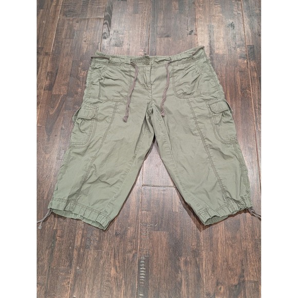 Pants - Willi Smith Capri Pants Womens 14 Green Cargo Drawstring‎ Pockets Cropped Y2K